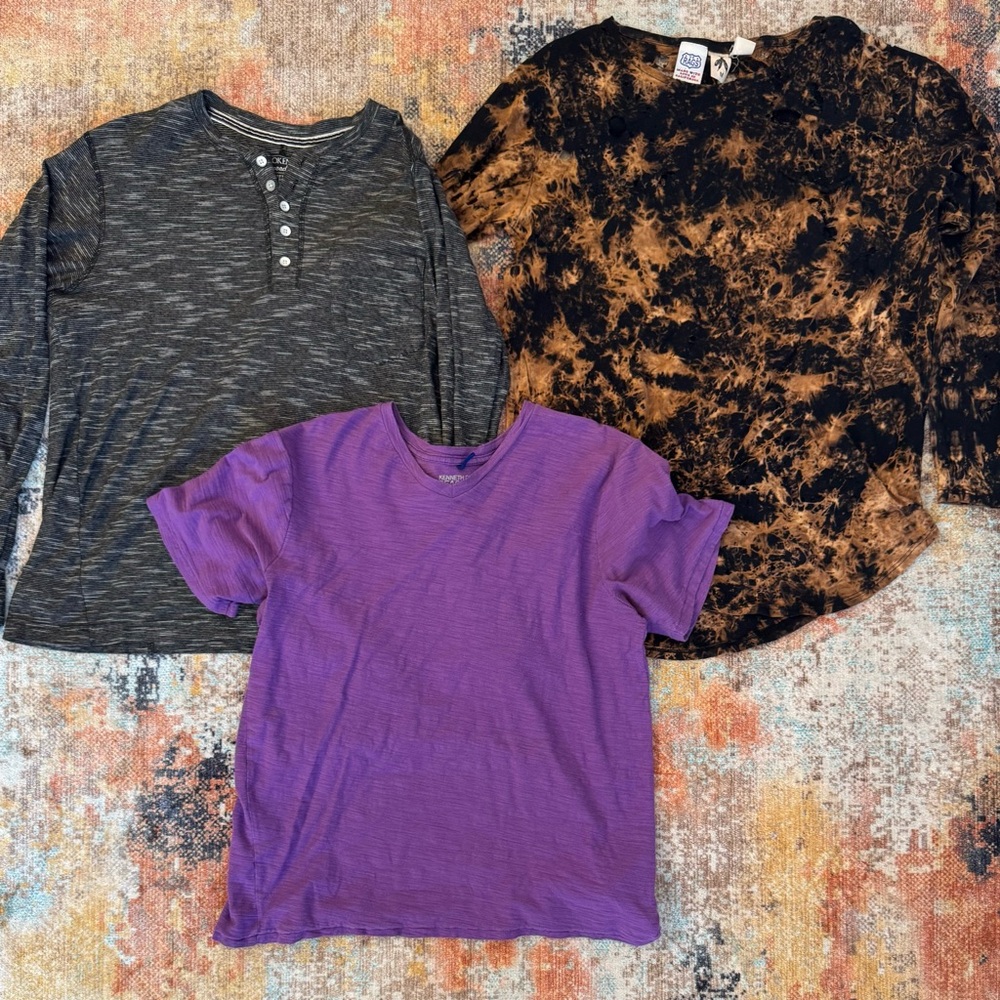 Men’s Medium Shirt Bundle (3 Pieces): Kenneth Cole, US Rags, & Broken Threads
